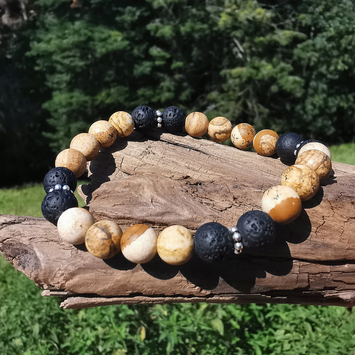 Edelstein Armband AUSDAUER & TATKRAFT Lava Bilderjaspis 8mm