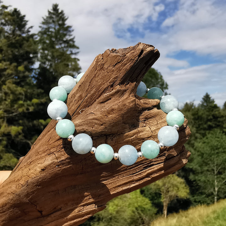 Edelstein Armband URVERTRAUEN Amazonit Aquamarin S925 8mm