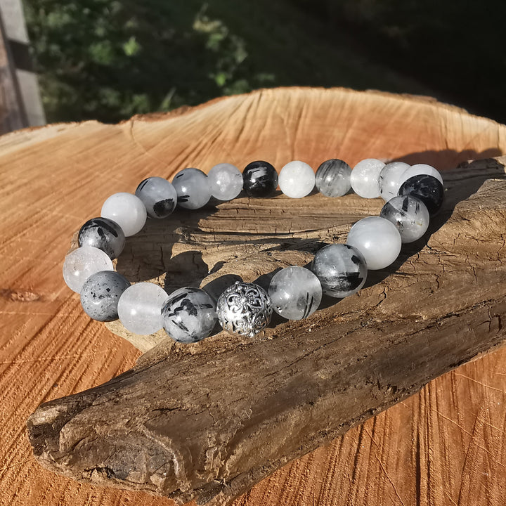 Edelstein Armband ENERGETISCHER SCHUTZ Turmalinquarz Kugel S925 8mm