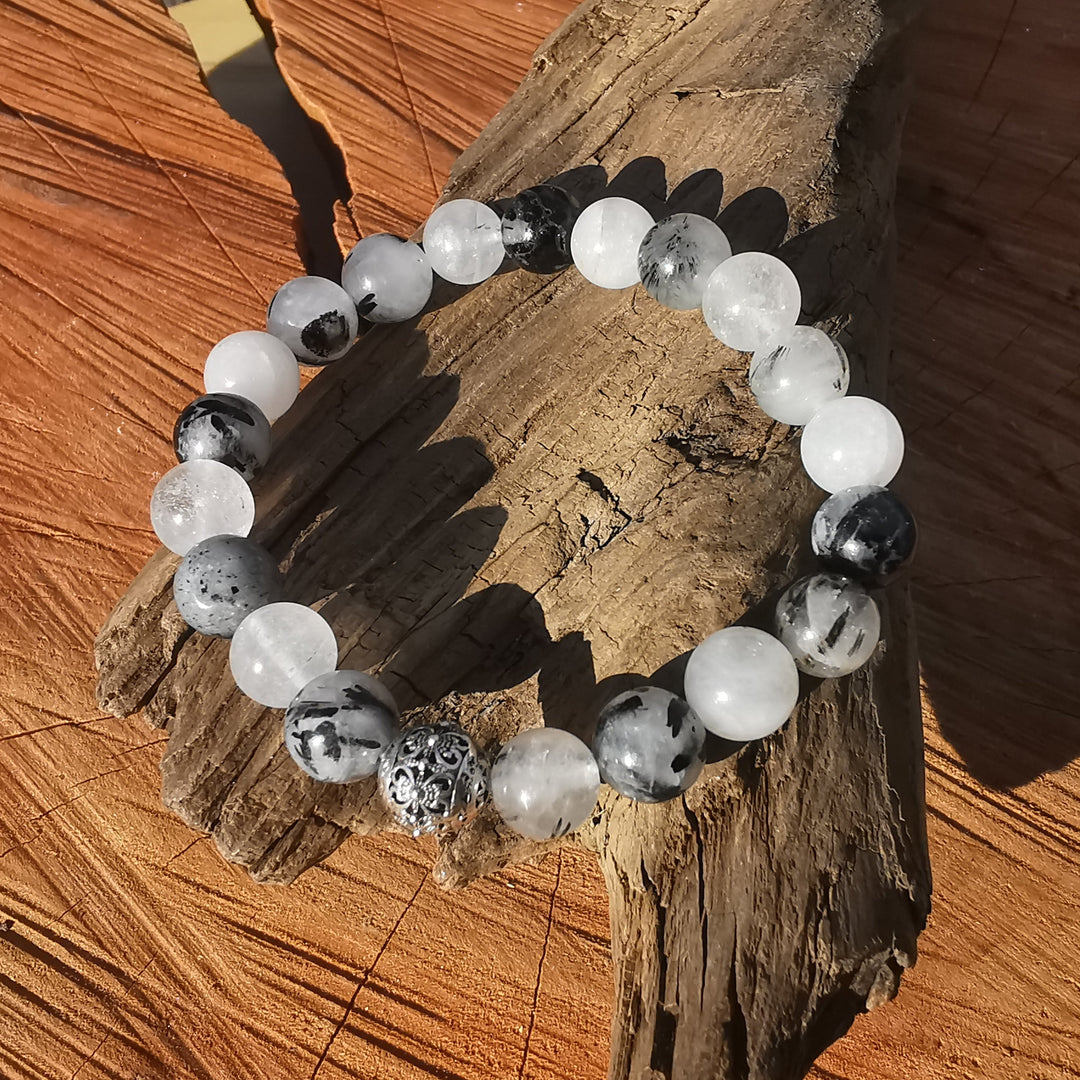 Edelstein Armband ENERGETISCHER SCHUTZ Turmalinquarz Kugel S925 8mm