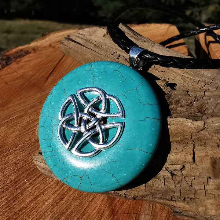 Türkis Anhänger Donut 45mm mit Donuthalter Keltenknoten S925