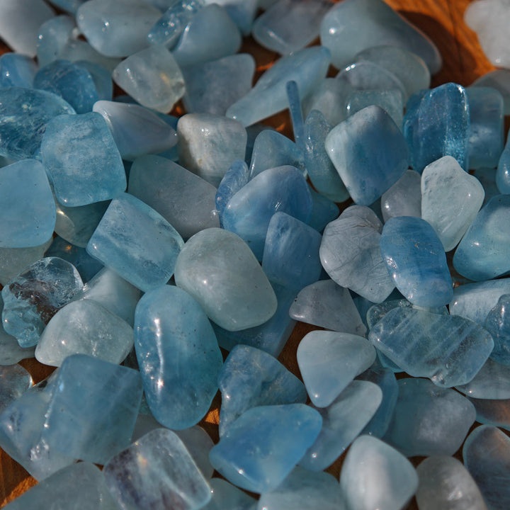 Aquamarin Santa Maria A Qualität! mini Trommelsteine 100g