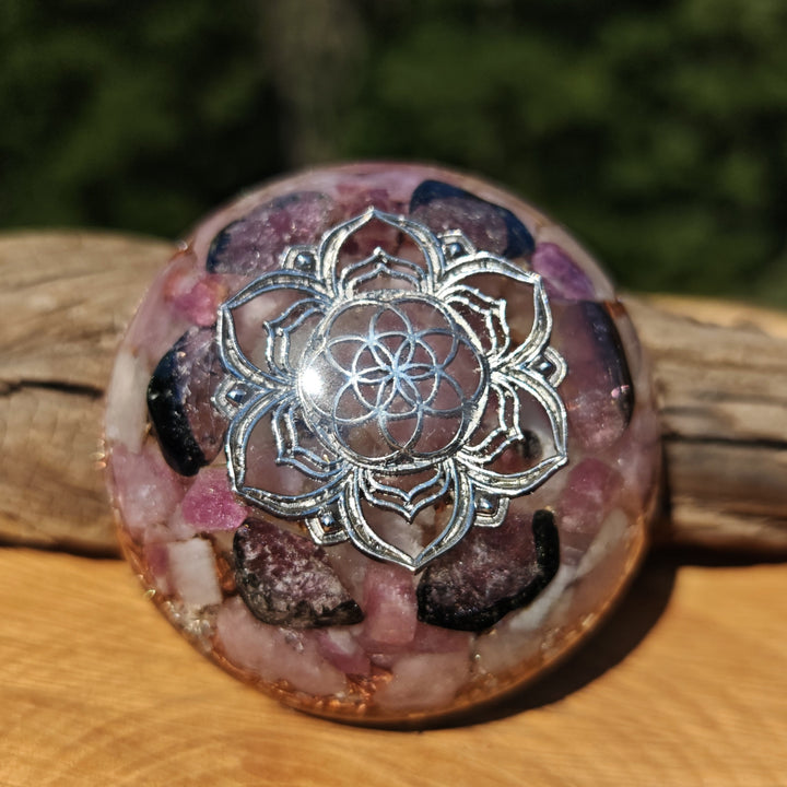 Hemisphäre GOOD VIBES mit Wassermelonenturmalin 7cm