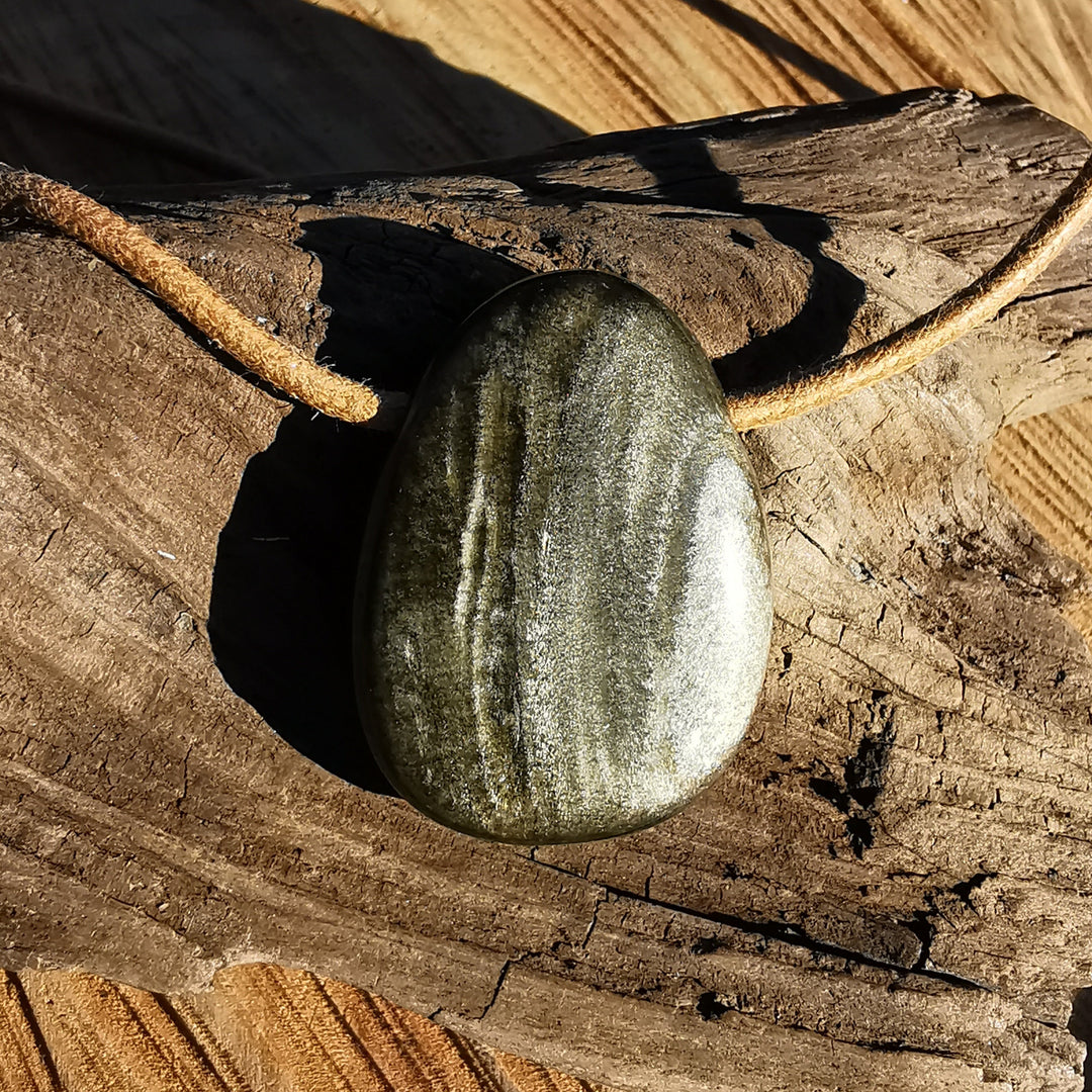 Goldobsidian Anhänger Trommelstein gebohrt Unikate  3 Stück zur Auswahl