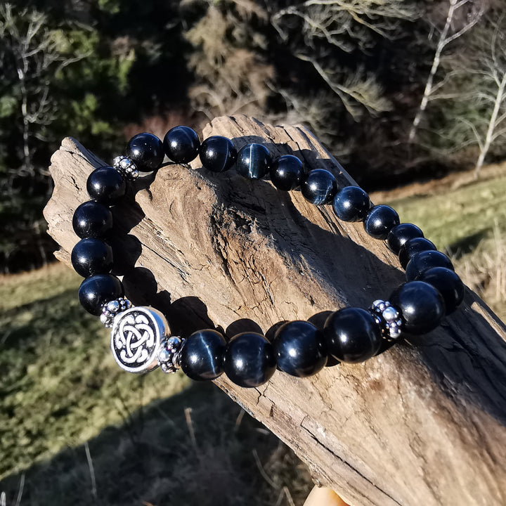 Edelstein Armband MUT mit FALKENAUGE S925 keltisch 8mm