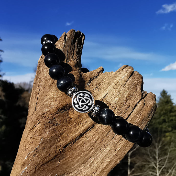 Edelstein Armband MUT mit FALKENAUGE S925 keltisch 8mm