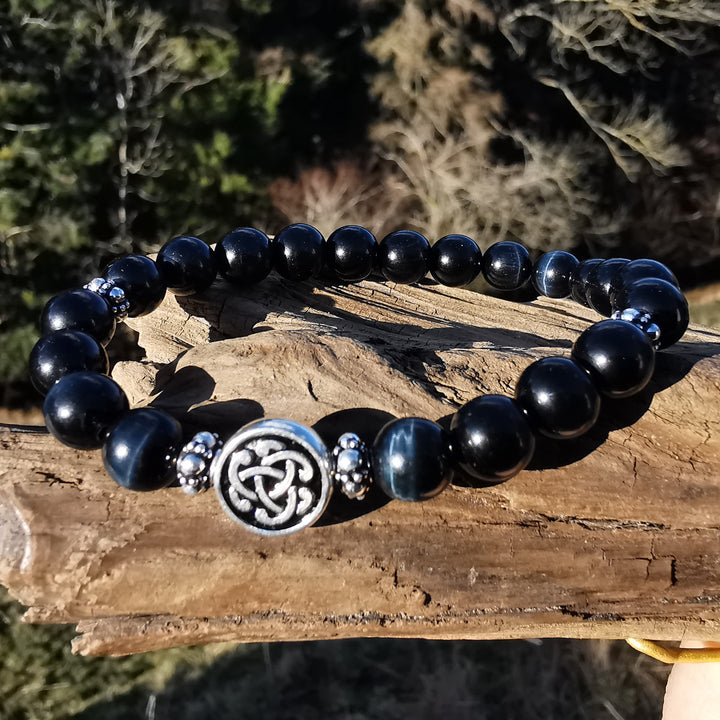 Edelstein Armband MUT mit FALKENAUGE S925 keltisch 8mm