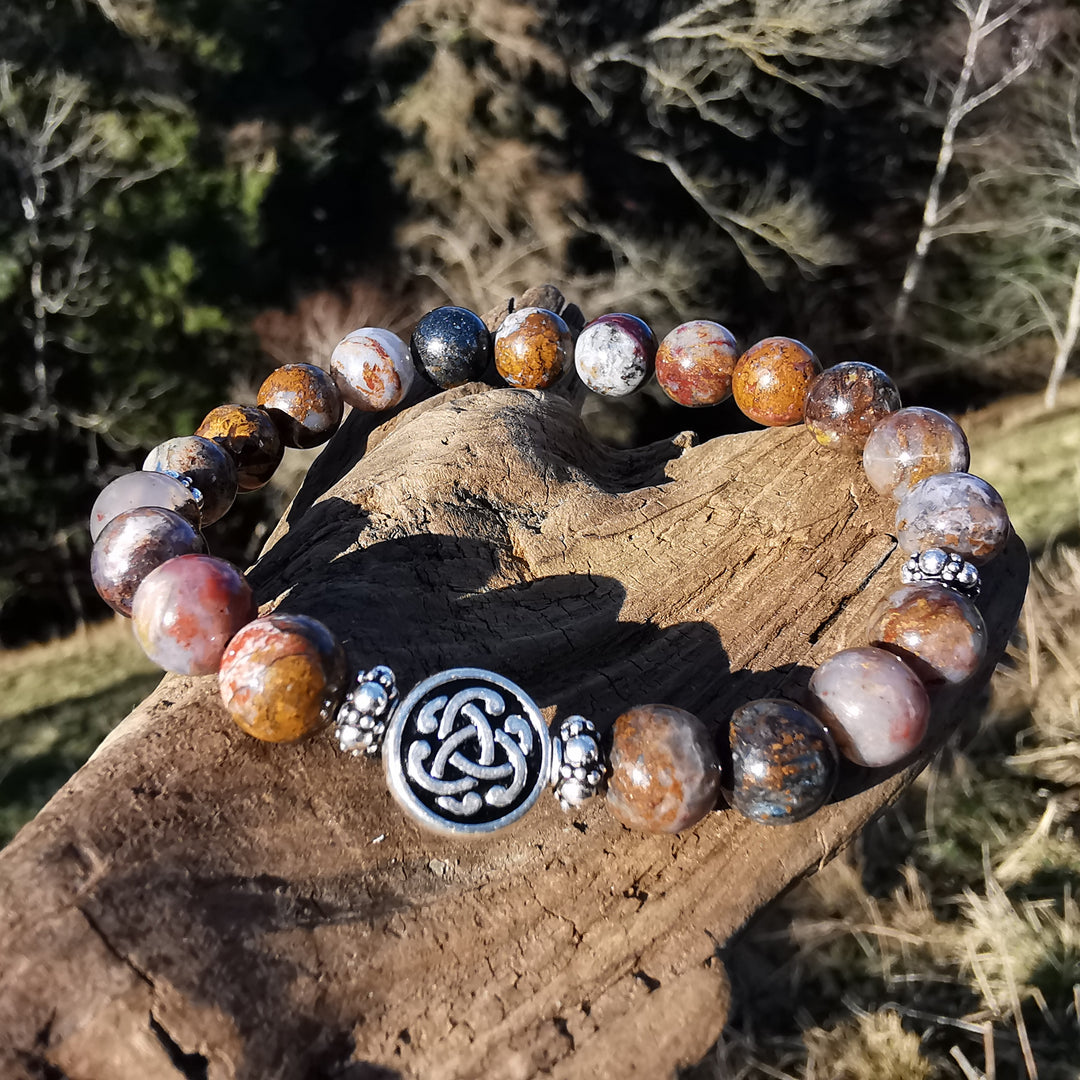 Edelstein Armband POTENTIALENTFALTUNG Pietersit S925 keltischer Knoten 8mm