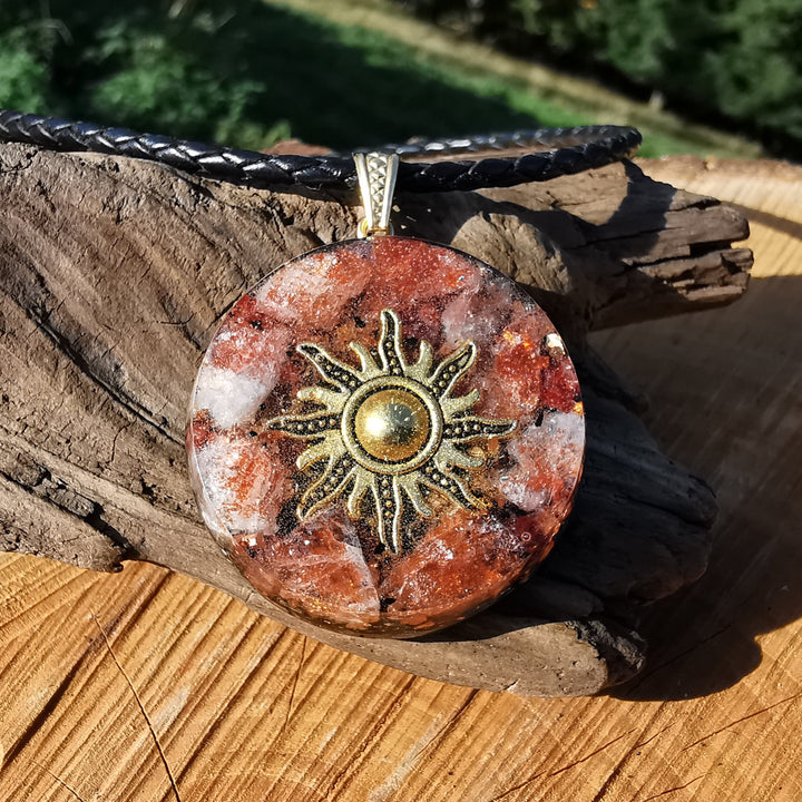 Orgone Anhänger gross SOLARPLEXUS CHAKRA SONNENSTEIN Extraqualität Kupfersonne S925