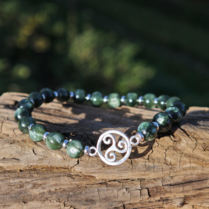 Edelstein Armband SEELENWACHSTUM Seraphinit S925 Triskele 6mm