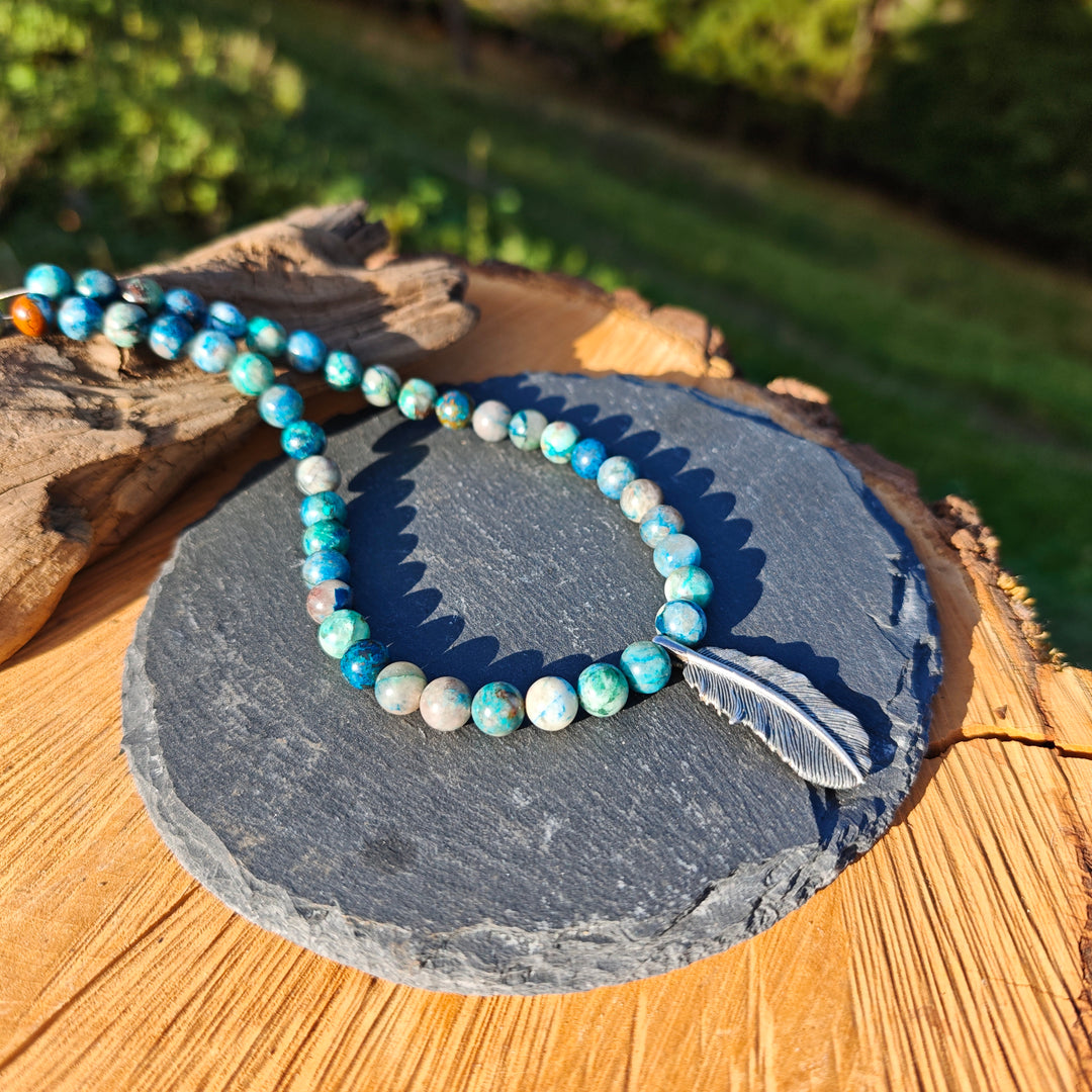 Edelsteinkette GEISTESSTÄRKE Shattuckit 8mm Feder S925