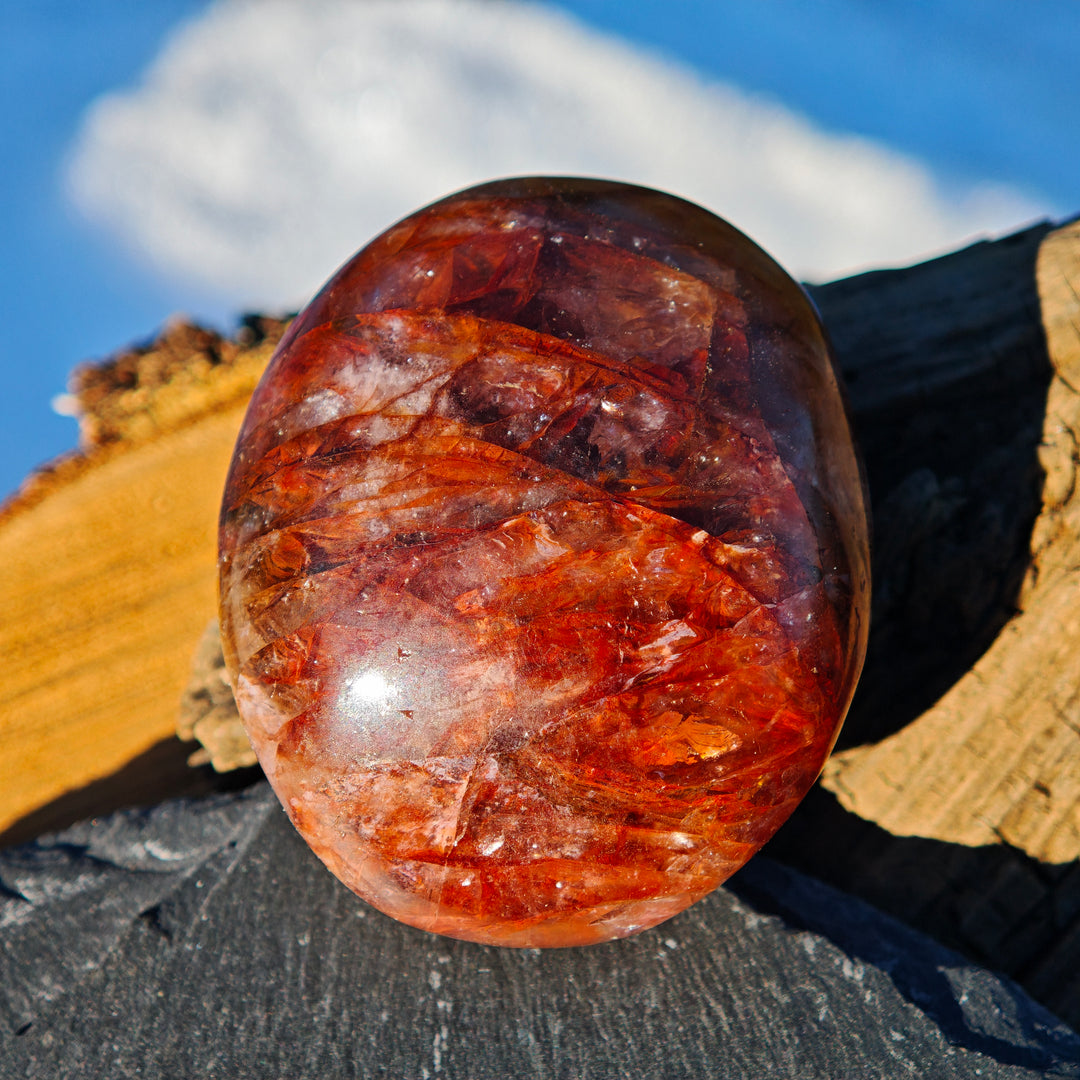 Red Healer Hämatitquarz Bergkristall Handschmeichler L (11)