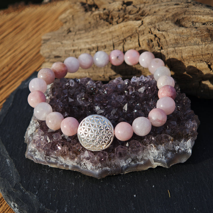 Edelstein Armband SPIRITUELLER SCHUTZ Petalit Lebensblume gross S925 8mm