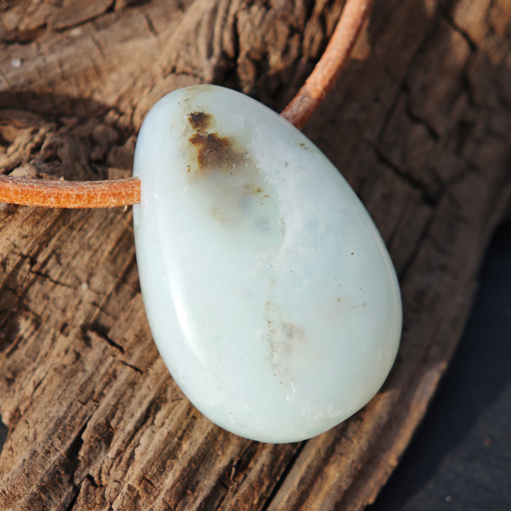 Andenopal blau (Geistiges Erwachen) Anhänger Trommelstein gebohrt 5 Stück zur Auswahl