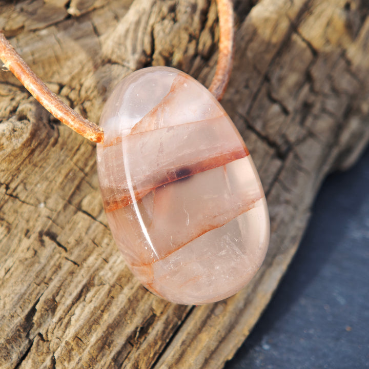 Red Healer Hämatitquarz (Lichtkraft - Meisterheiler) Anhänger Trommelstein gebohrt 3 Stück zur Auswahl