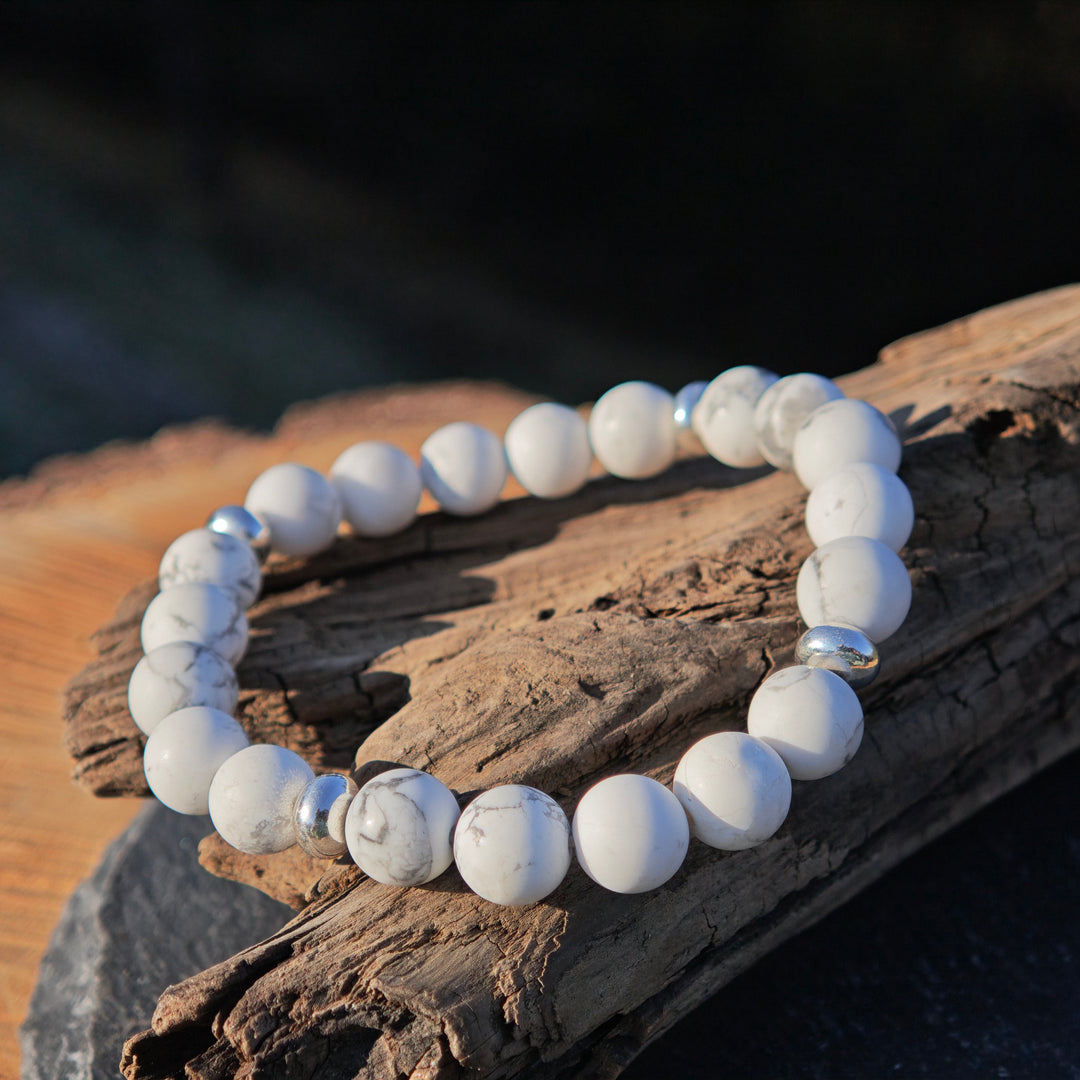 Edelstein Armband STILLE & ENTSPANNUNG Magnesit matt S925 8mm