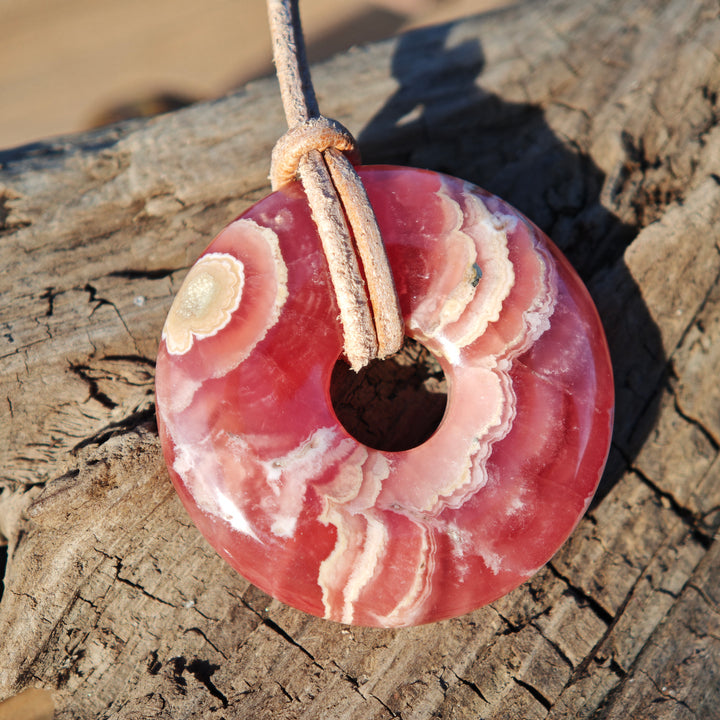 Rhodochrosit Pi Scheibe 30mm UNIKAT Extraqualität