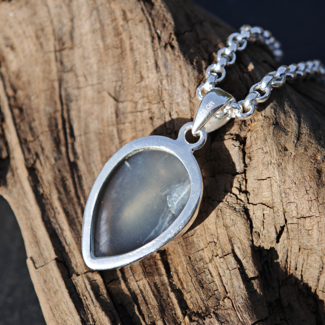 Mondstein grau Tropfen einmalige Extraqualität gefasst in Silber 925