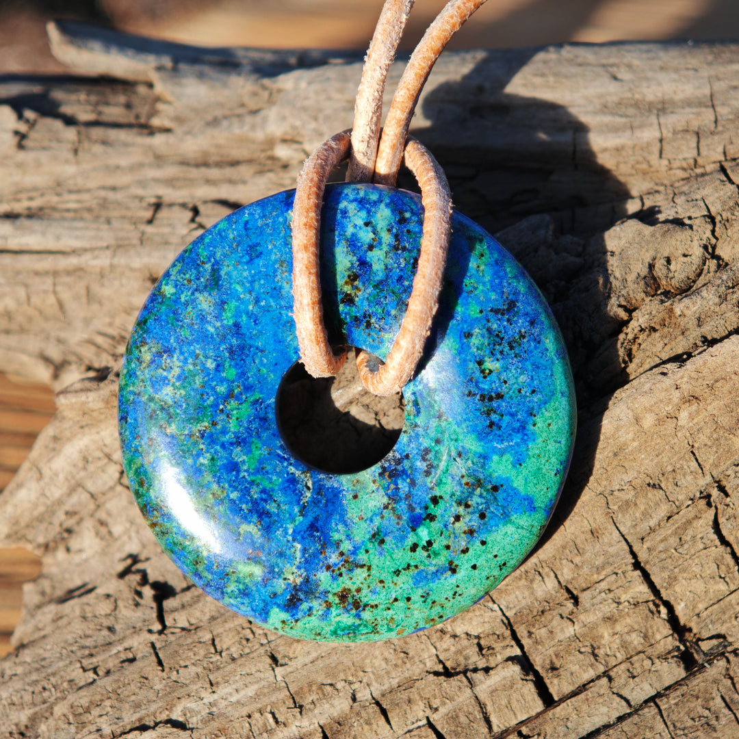 Azurit-Malachit Pi Scheibe (Geistiges Erkennen) 30mm UNIKAT Extraqualität