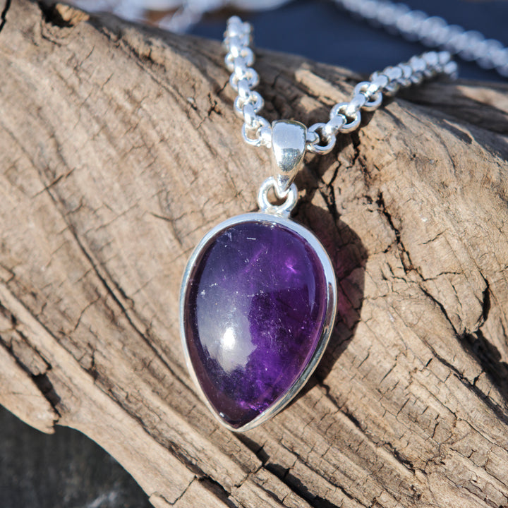 Amethyst Tropfen gefasst in Silber 925