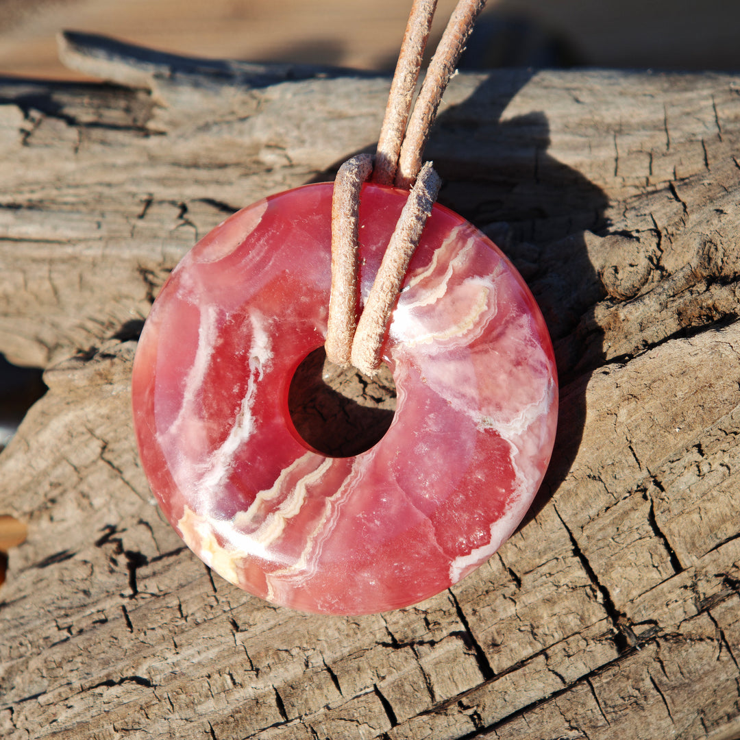 Rhodochrosit Pi Scheibe 30mm UNIKAT Extraqualität